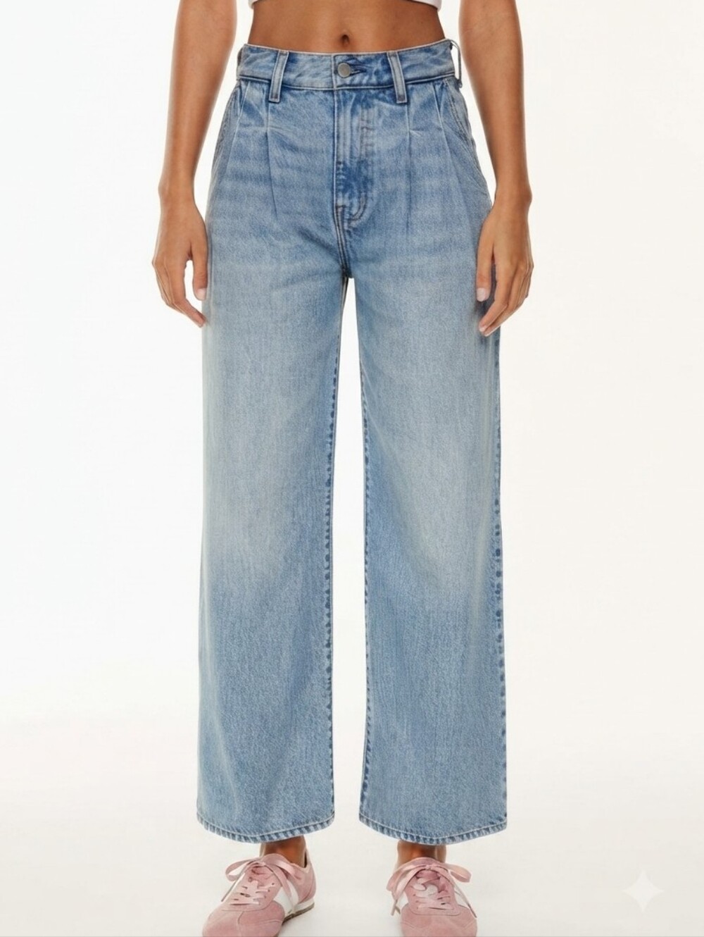 Aritzia Denim Forum Belinda High Rise Wide Leg Pleated Denim Jeans W25 Fits Sm